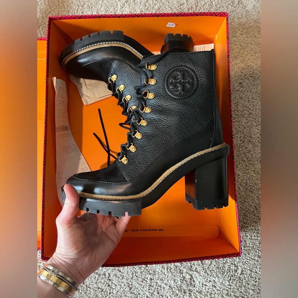 New Tory Burch Black Leather Miller Ankle Boots